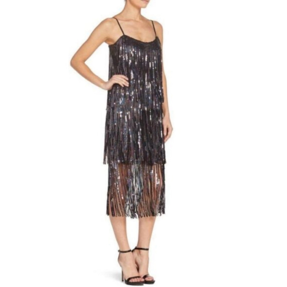 Women Dress the Population Dress Black Silver S - Picture 2 of 7